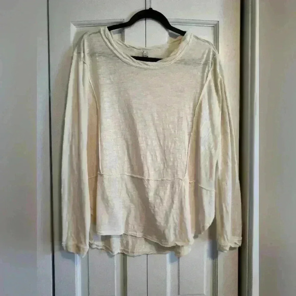 Anthropologie Z Supply cream long sleeve Slub jersey top | Sz Small | Oversized - Picture 1 of 6